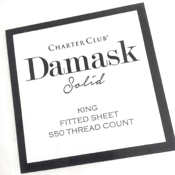 new WHITE Charter Club Damask 550 Thread Count 100% Cotton KING Fitted Sheet - Picture 1 of 10